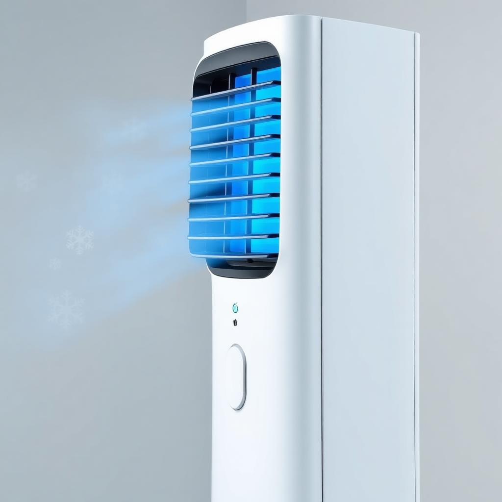 BreezaMax close-up showing cool blue airflow